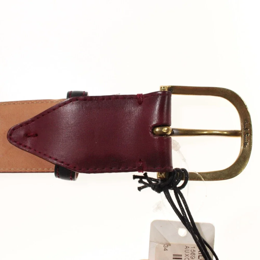 Paul Smith NWT Classic Brogue Belt Size 34 US Red Leather Made in Spain
